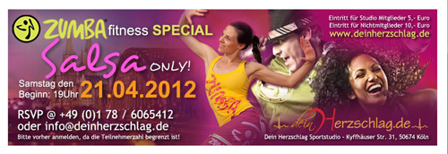 ZUMBA FITNESS - SALSA ONLY - JOIN THIS EVENT! 21.04.2026 ZUMBAKOELN.COM ZIMBA Zusatztermin @ deinherzschlag